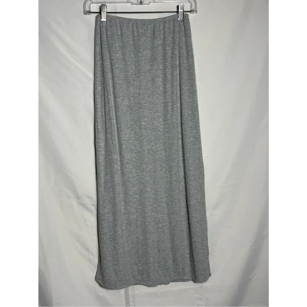 Auden Ribbed Pajama Skirt Gray Size XS Lounge Sleep Maxi Skirt NWOT Soft Stretch